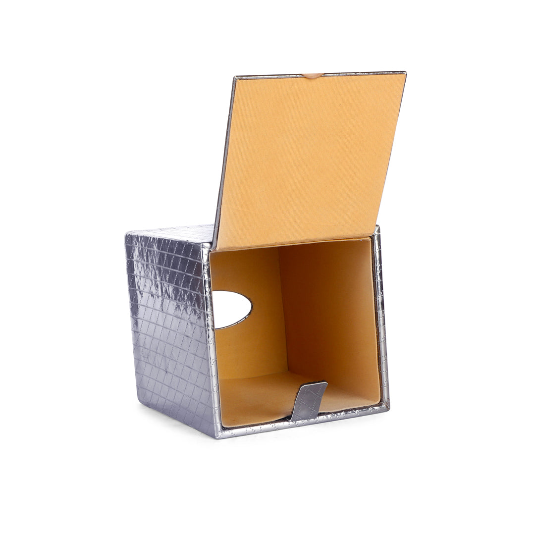 Tissue Box - Silver Leatherette 4- The Home Co.