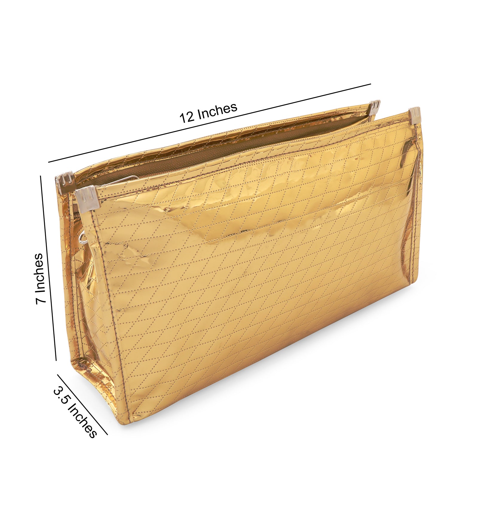 Leatherette 3 Zip Travel Pouch - Gold Large