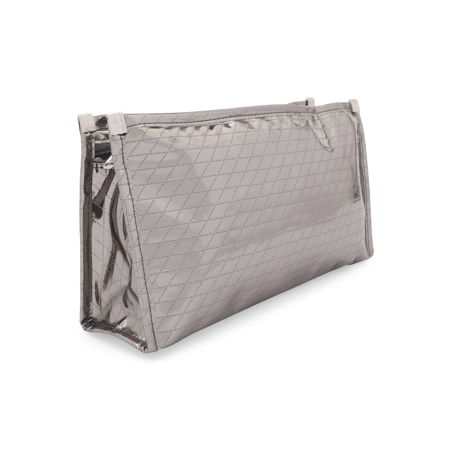 Travel Pouch - Silver 3 Pockets Pouch - Large (12")