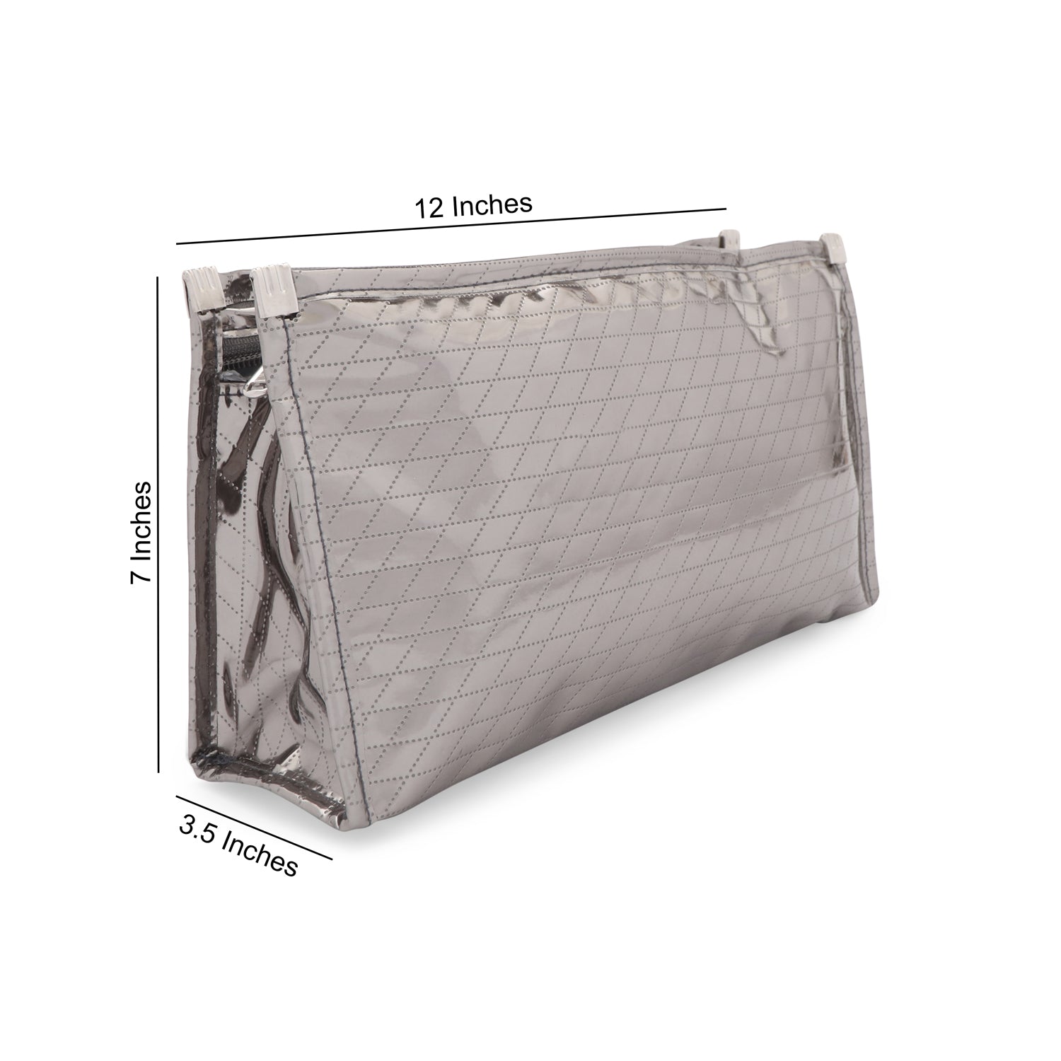 Travel Pouch - Silver 3 Pockets Pouch - Large (12")