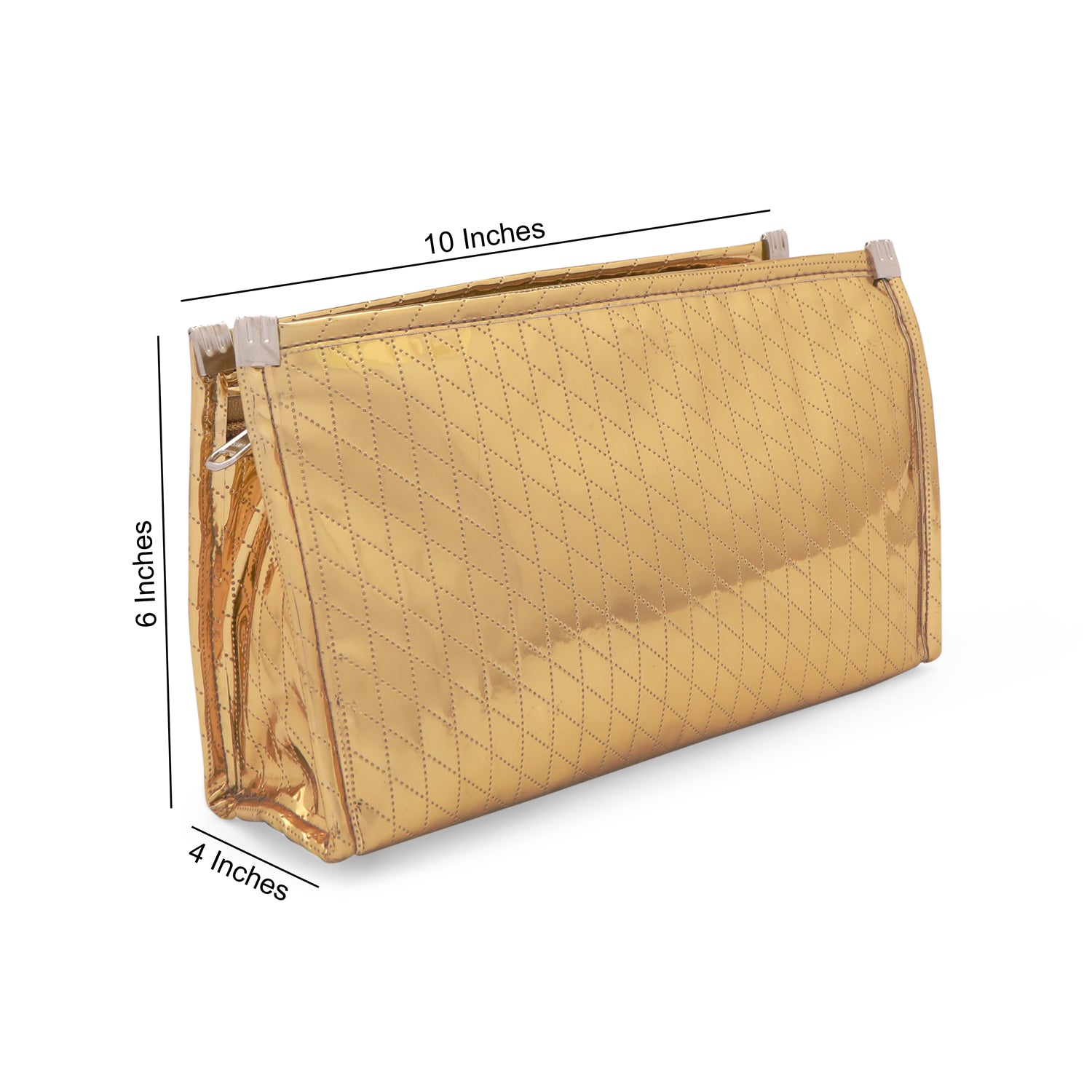 Travel Pouch - Gold 3 Pockets Pouch - Medium (10")