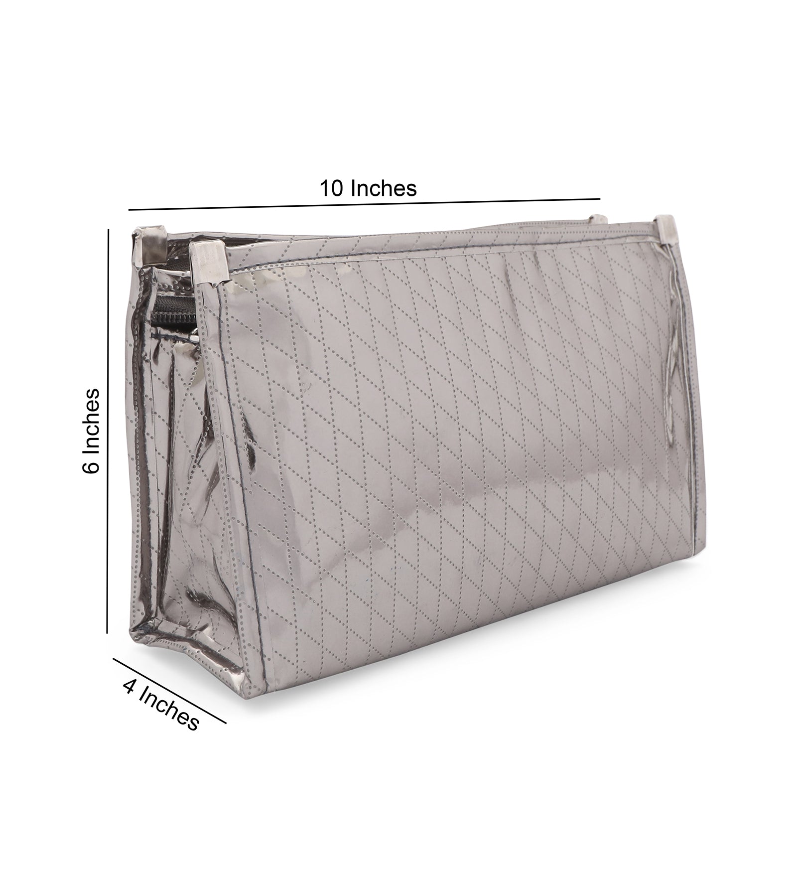 Travel Pouch - Silver 3 Pockets Pouch - Medium (10")