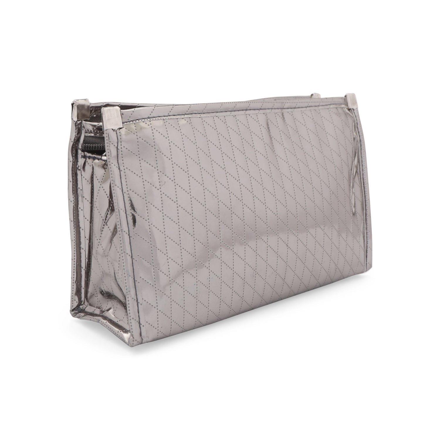 Travel Pouch - Silver 3 Pockets Pouch - Medium (10")