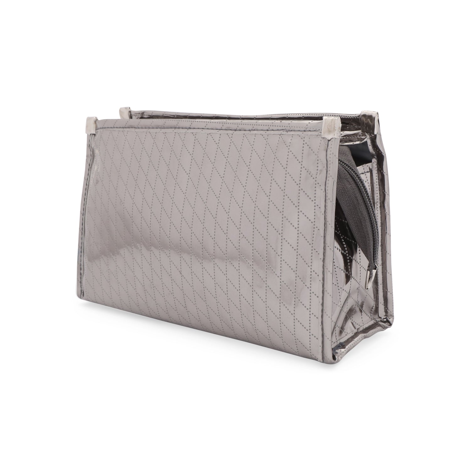 Travel Pouch - Silver 3 Pockets Pouch - Medium (10")