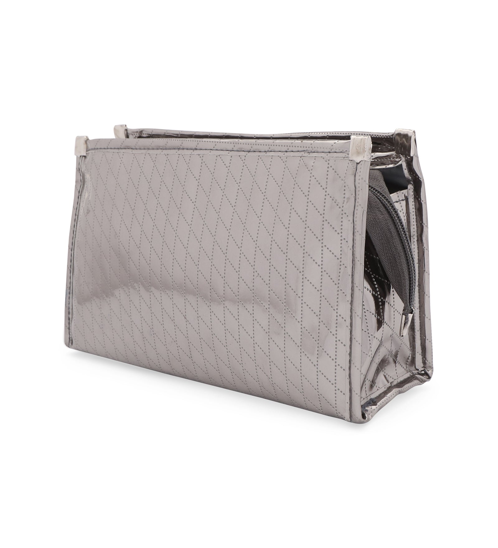 Travel Pouch - Silver 3 Pockets Pouch - Medium (10")