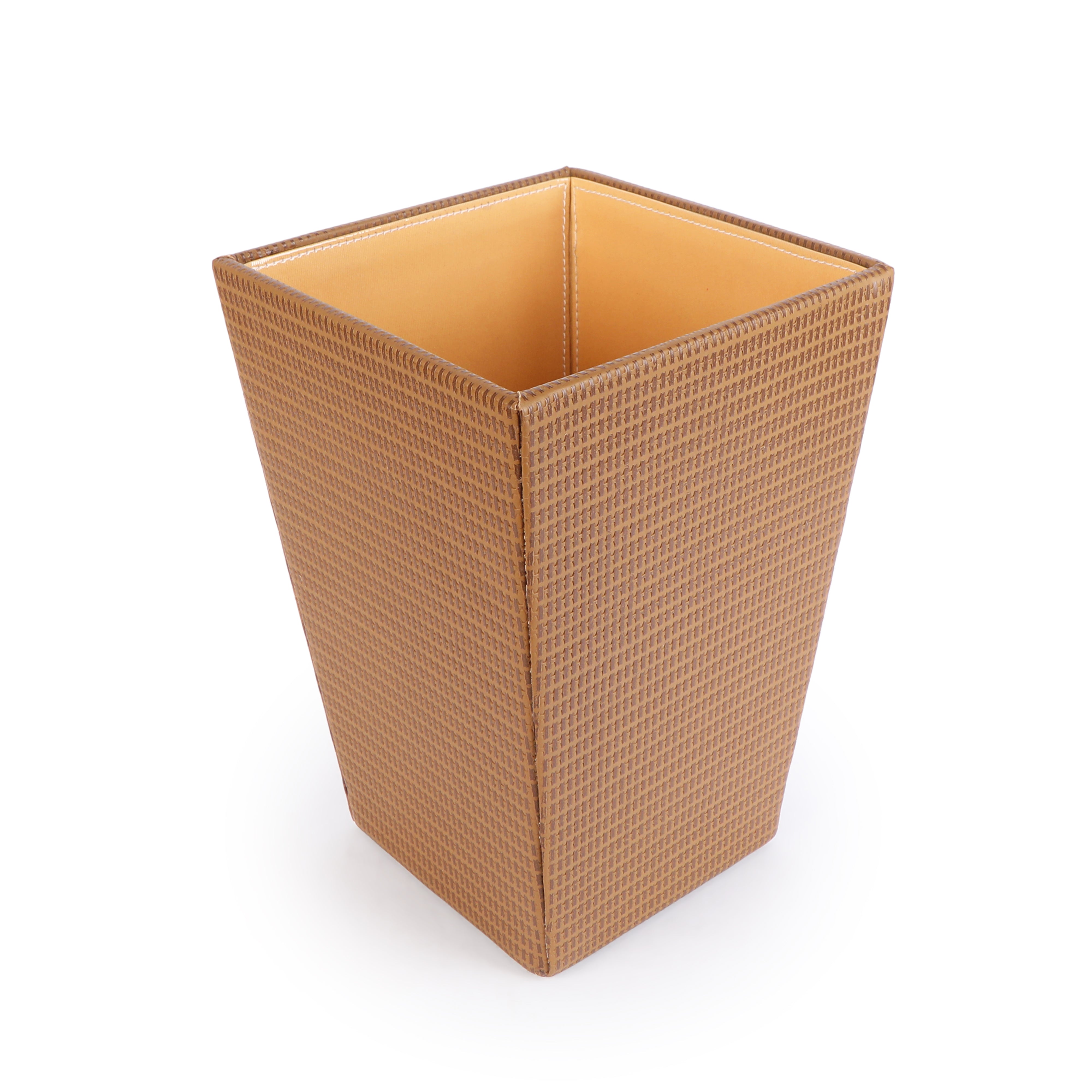 Dustbin - Brown Burberry Leatherette 3- The Home Co.