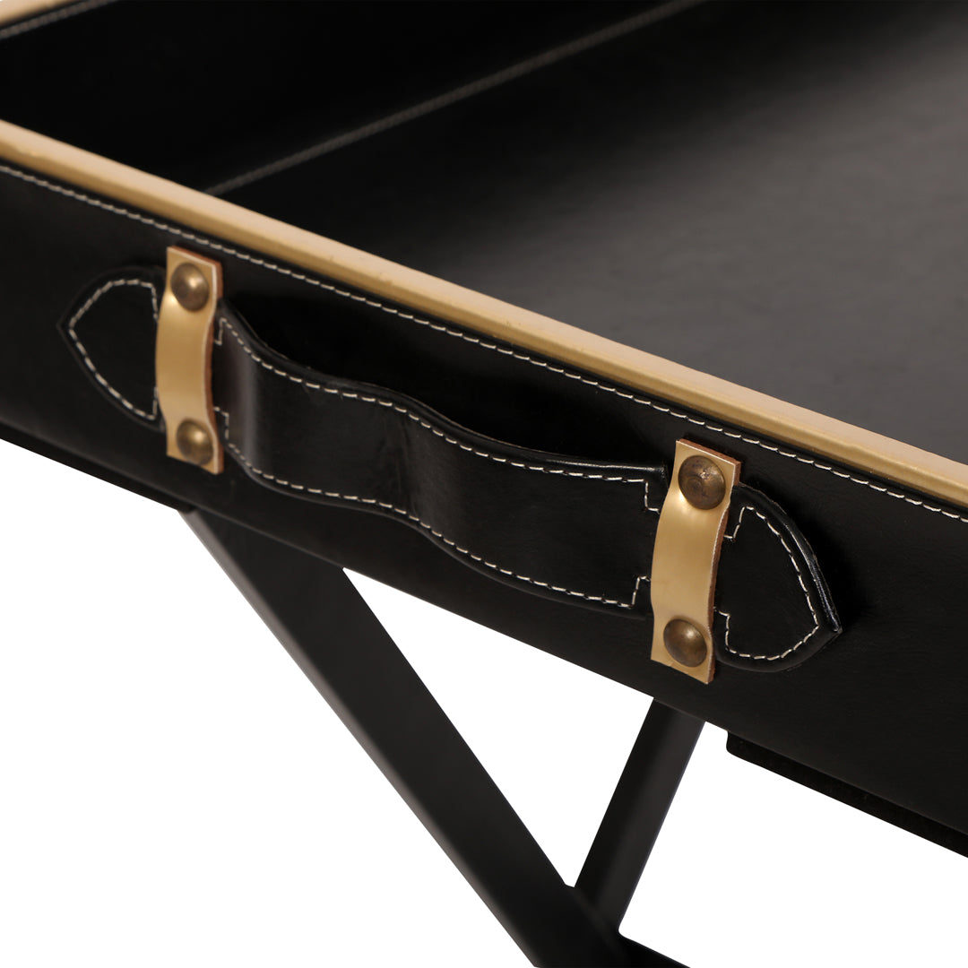 Butler Table - Black Leatherette Side Table 3- The Home Co.