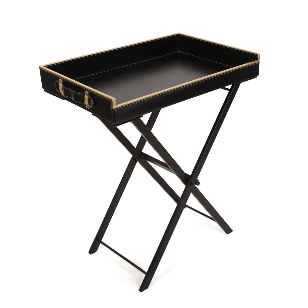 Butler Table - Black Leatherette Side Table 5- The Home Co.