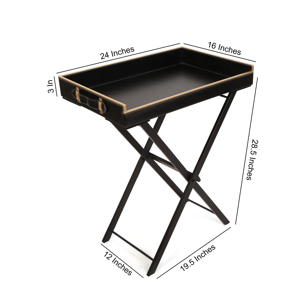 Butler Table - Black Leatherette Side Table 10- The Home Co.