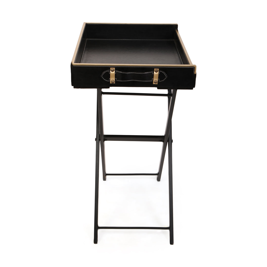 Butler Table - Black Leatherette Side Table 4- The Home Co.