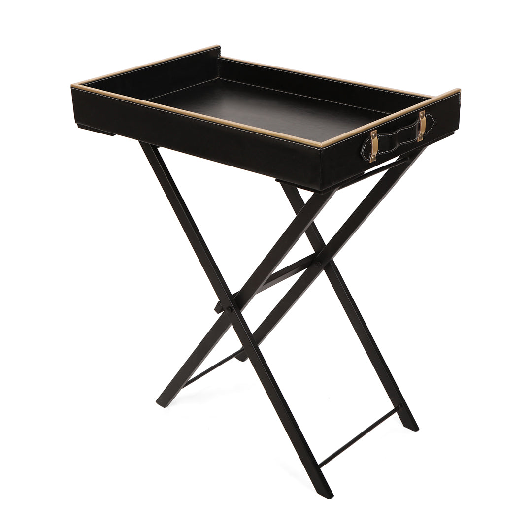 Butler Table - Black Leatherette Side Table 6- The Home Co.