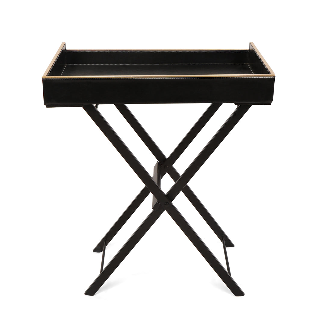 Butler Table - Black Leatherette Side Table 9- The Home Co.