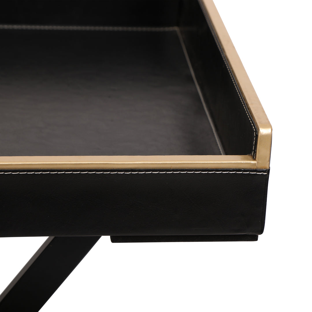 Butler Table - Black Leatherette Side Table 7- The Home Co.