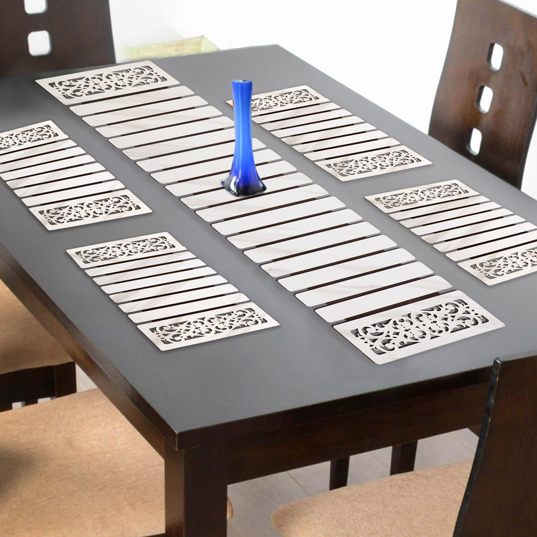 Foldable Table Runner - White Abstract Runner - The Home Co.