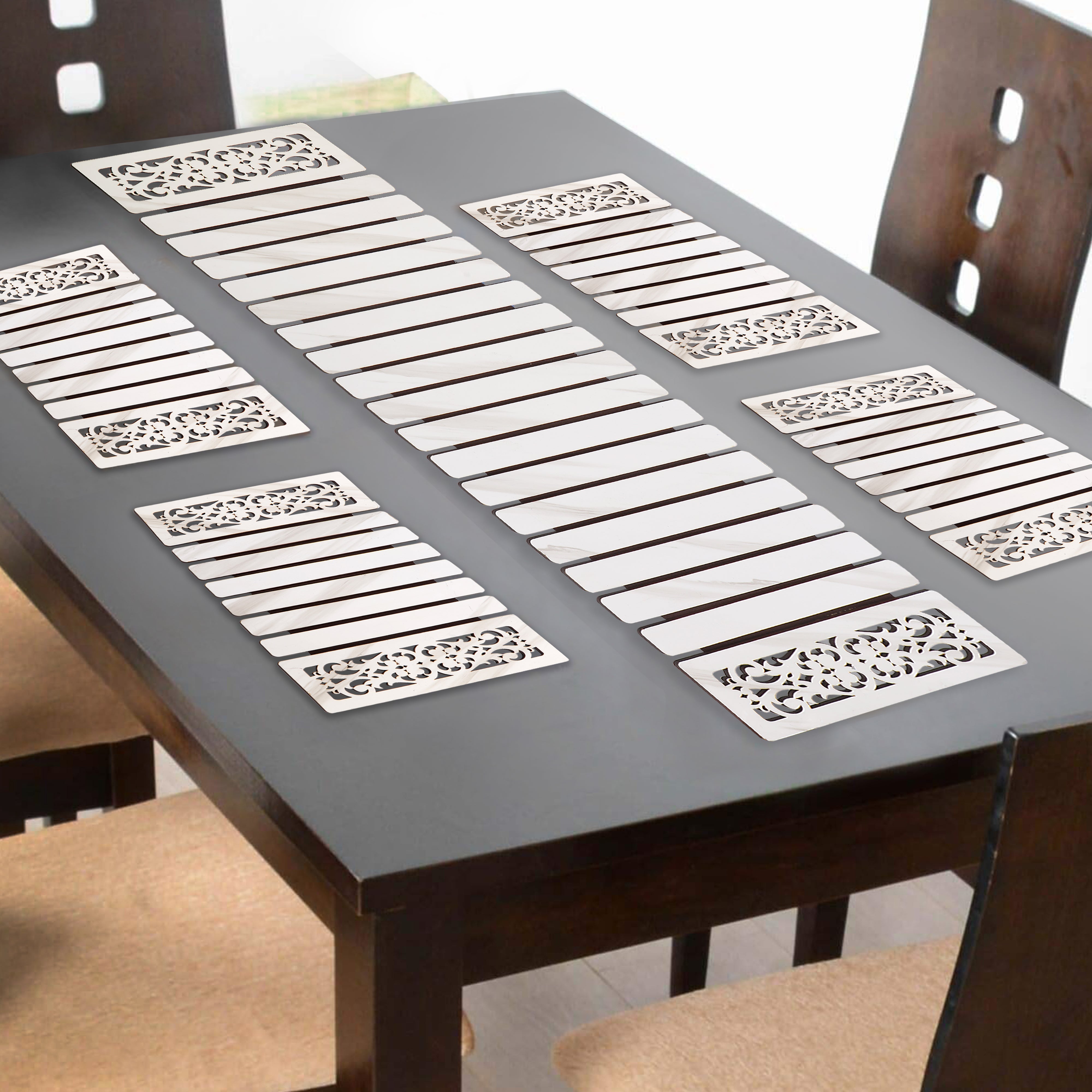 Foldable Table Runner  - White Abstract Runner