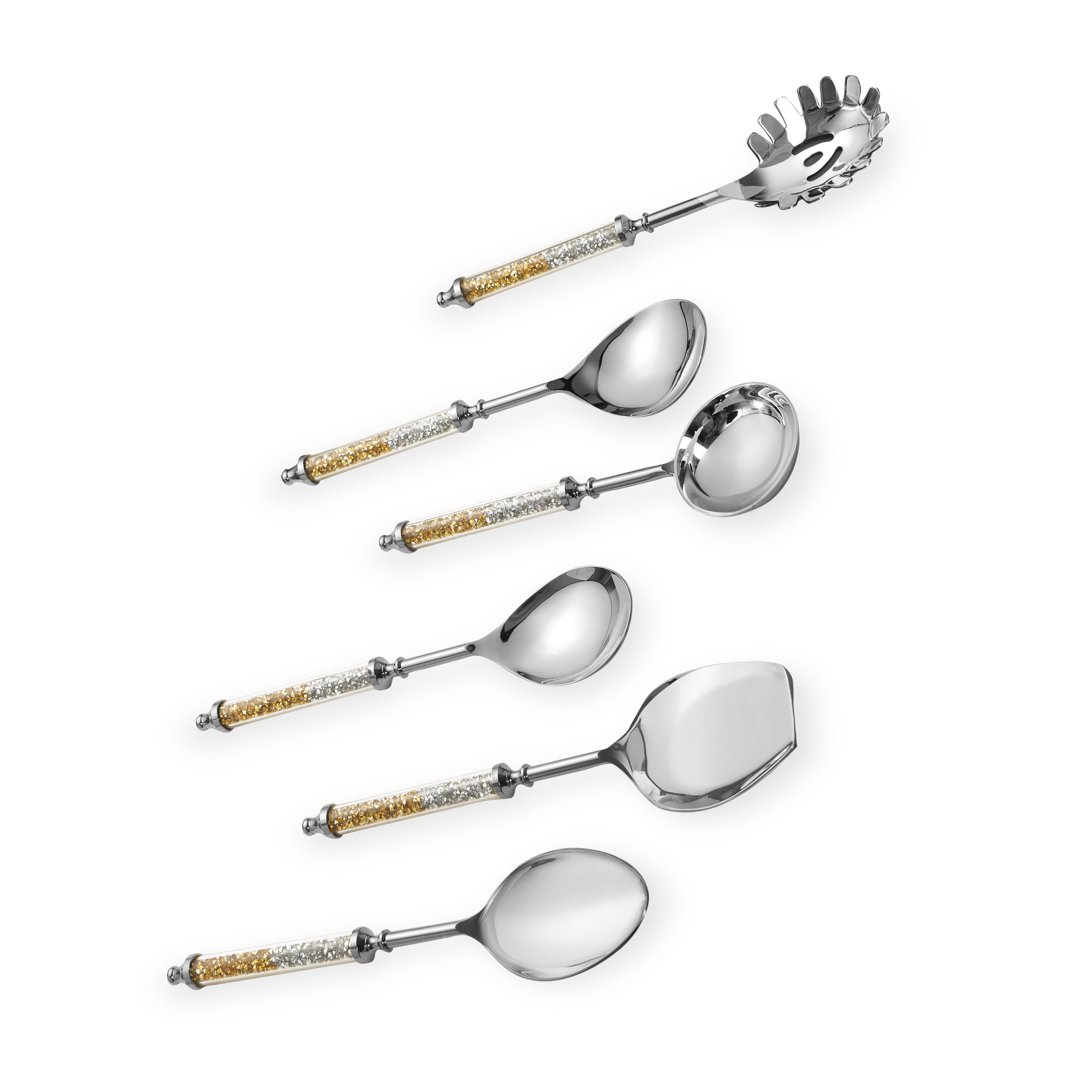 Serving Set of 6 - Gold Silver Crystal