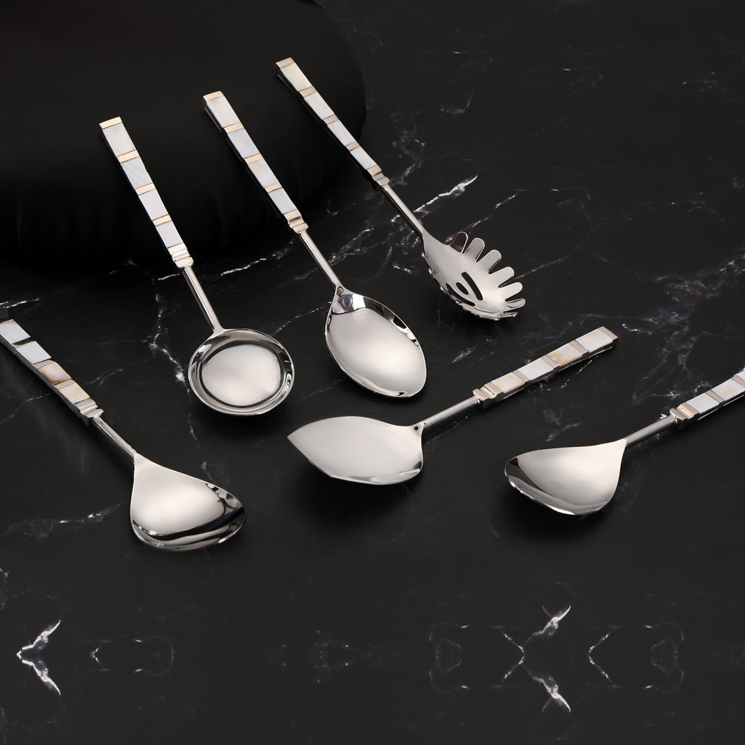 Serving Set of 6 - White Mother Of Pearl