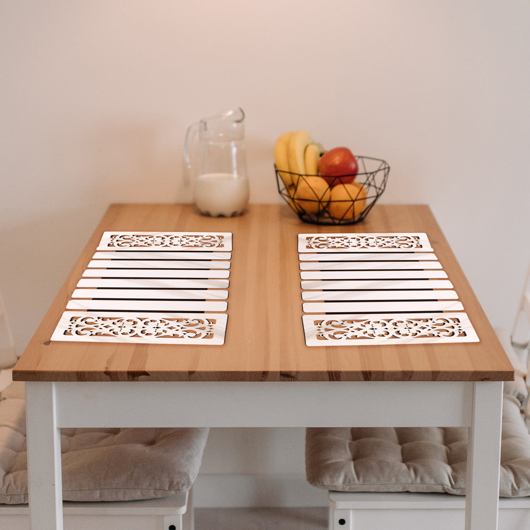 Foldable Tablemat - White Abstract Cut