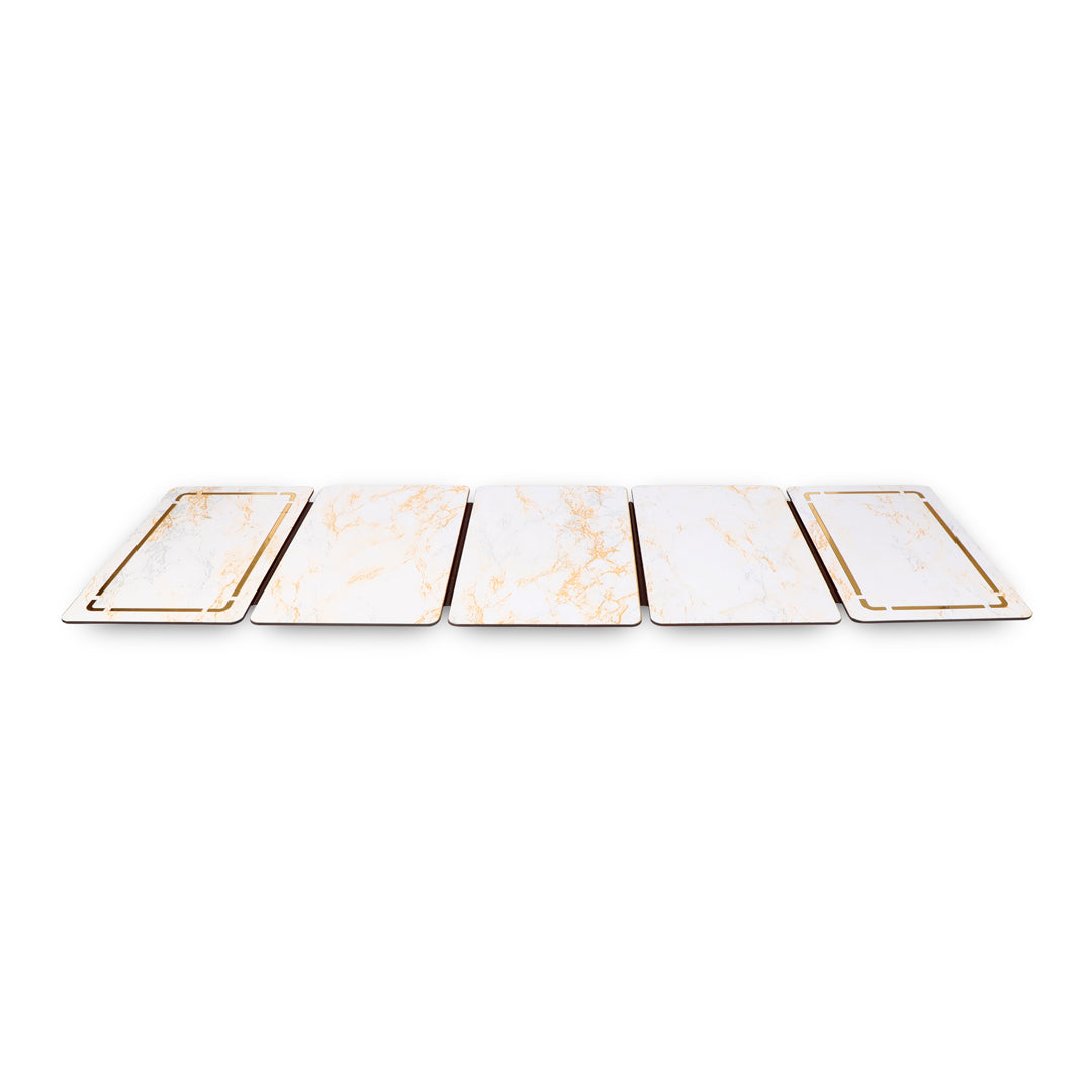 Foldable Table Runner - White Gold Lined