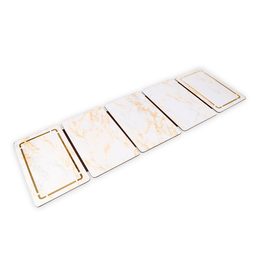 Foldable Table Runner - White Gold Lined