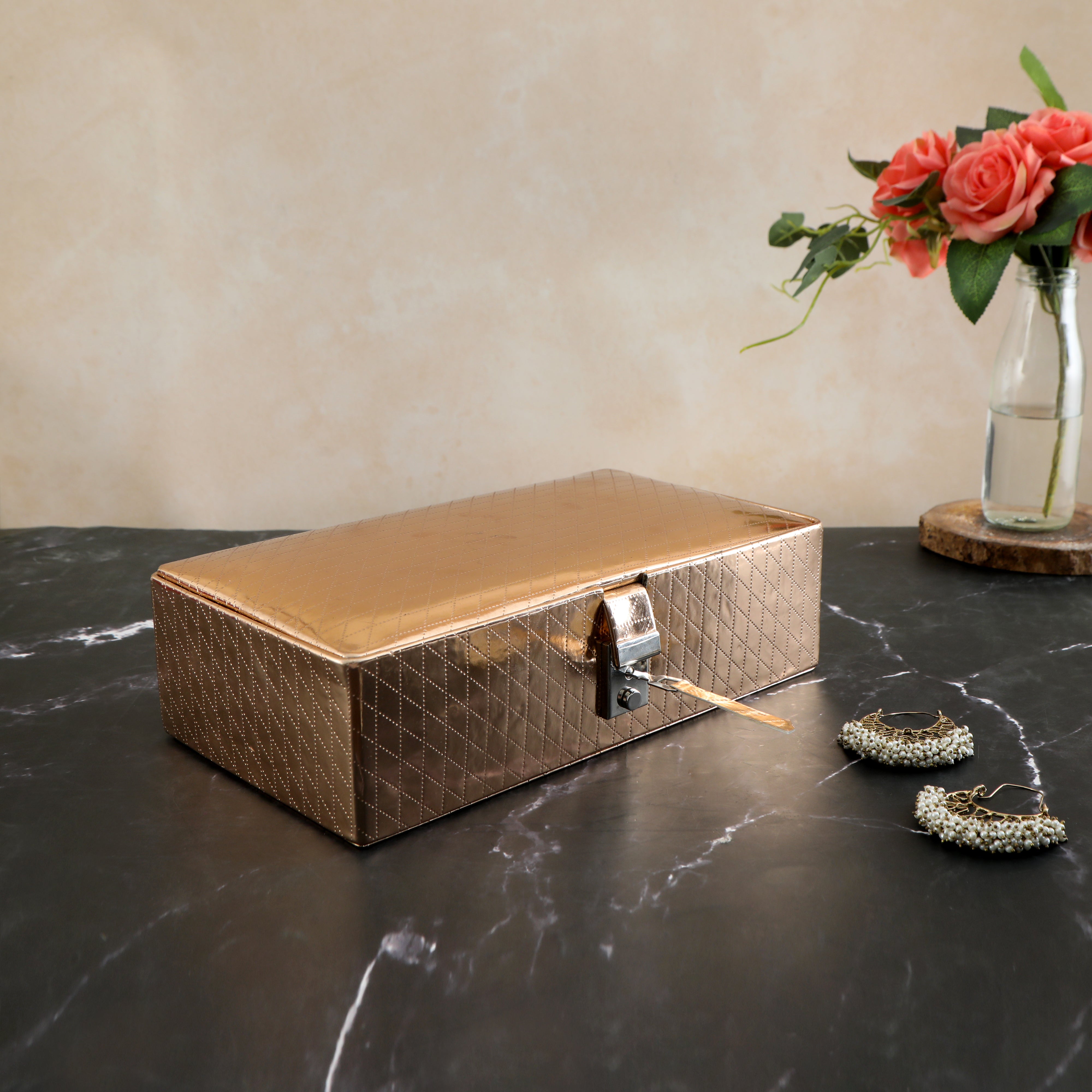 Leatherette Jewellery Box - Copper