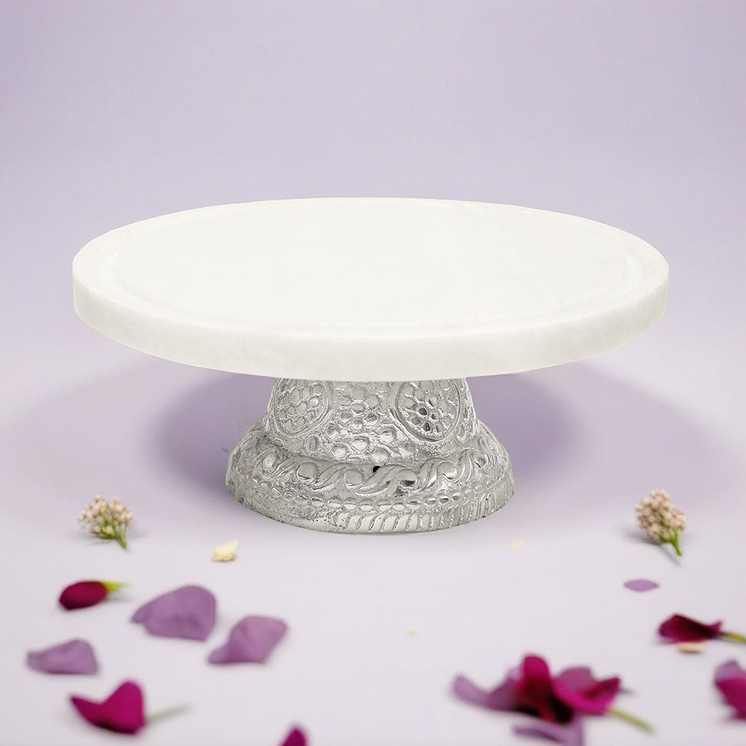 Marble Cake Stand with Butterfly Dome