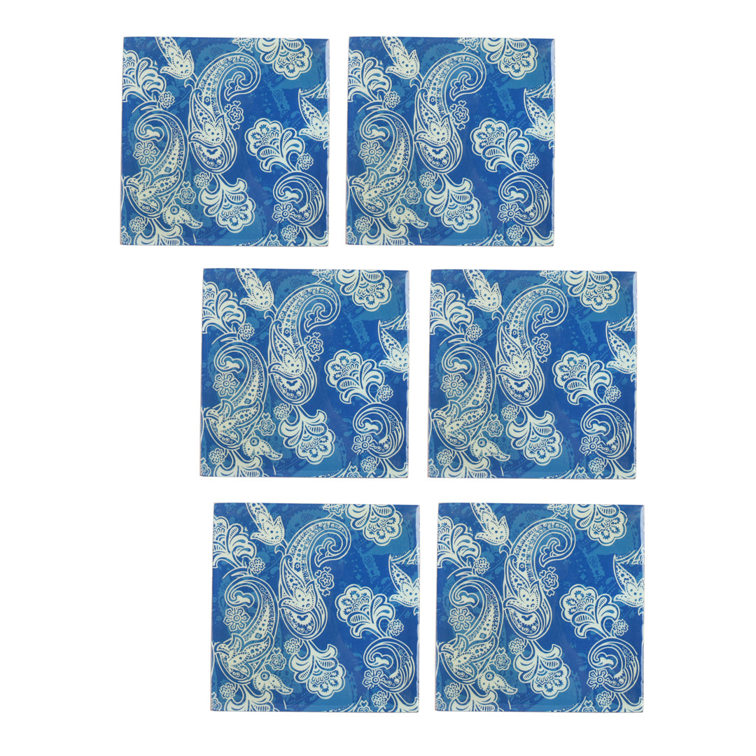 Table Coaster - Blue Paisley (Set of 6)