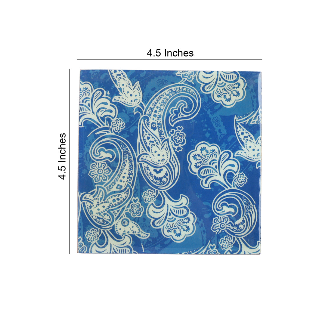 Table Coaster - Blue Paisley (Set of 6)