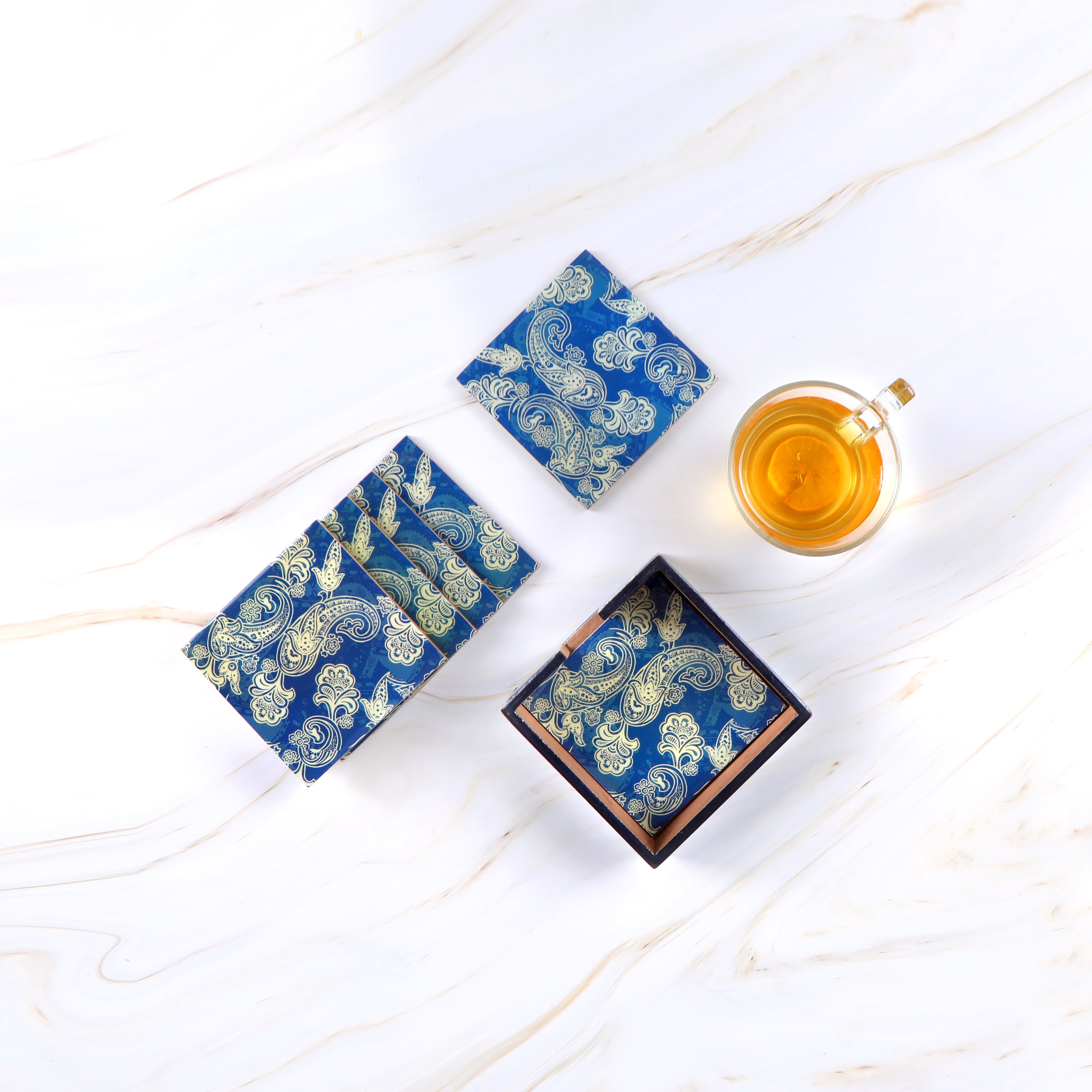 Table Coaster - Blue Paisley (Set of 6)