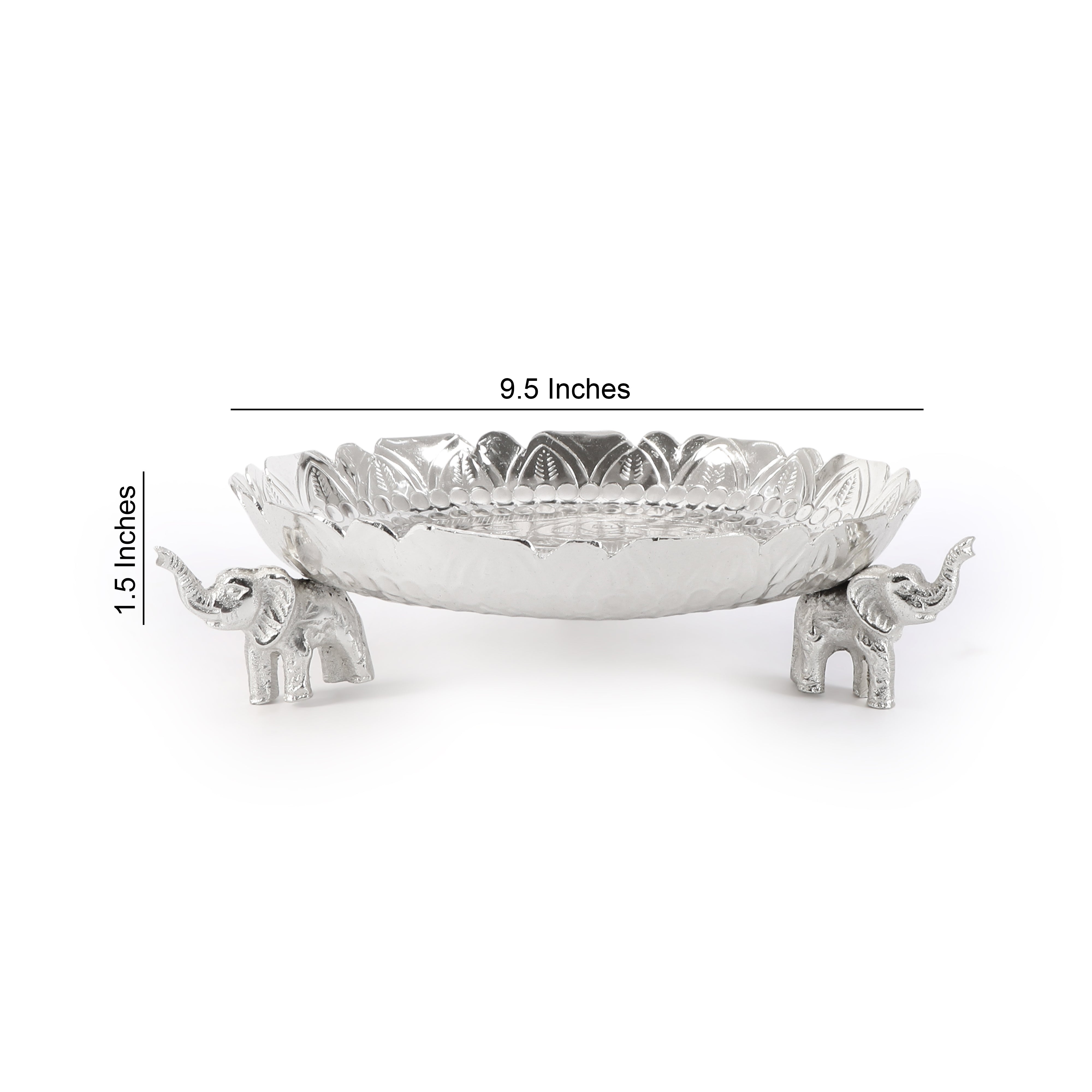 Silver Plated Aluminium Thal Platter With Elephant Legs - Medium