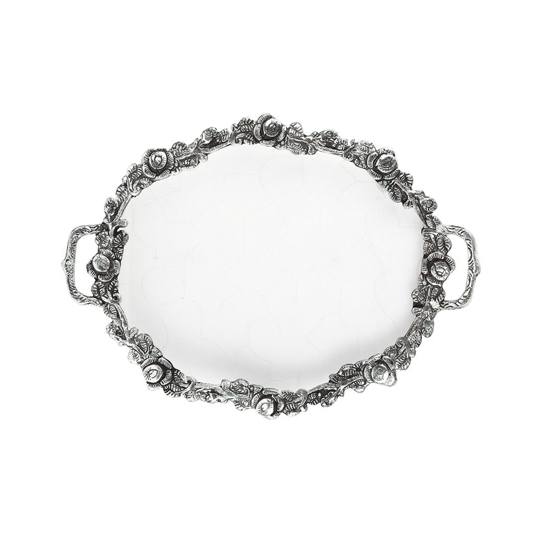 Oval German Silver Large Tray