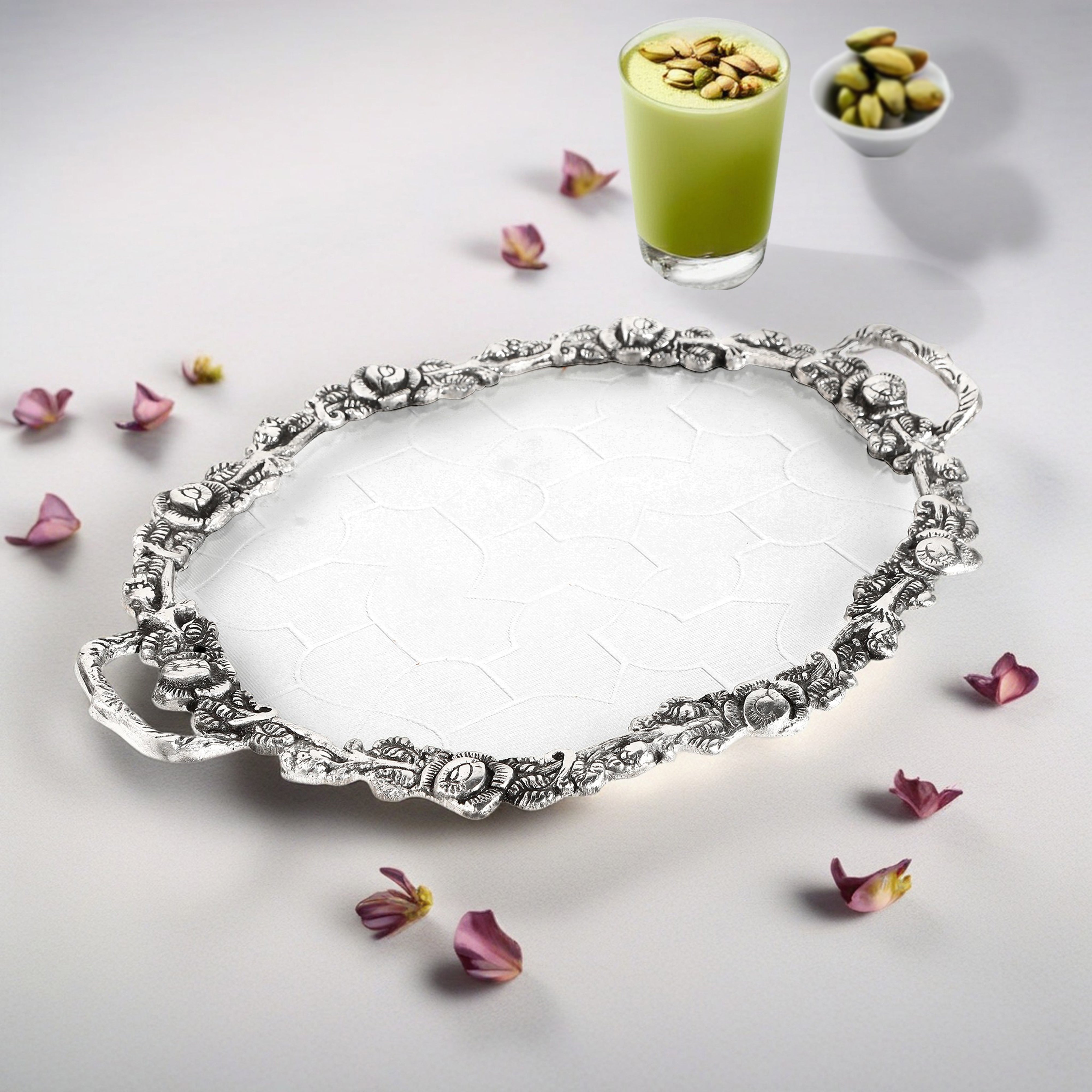 Oval German Silver Large Tray