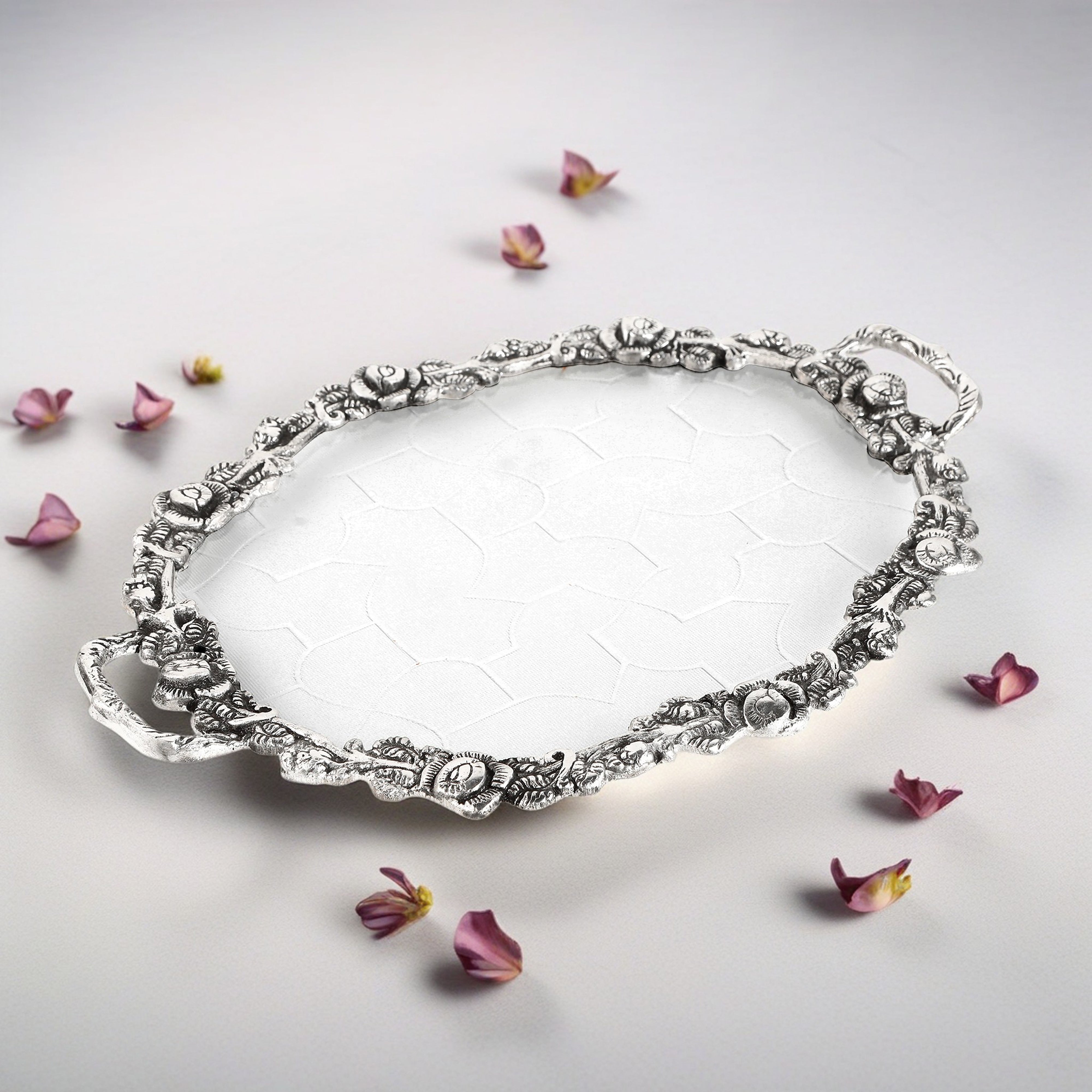 Oval German Silver Large Tray