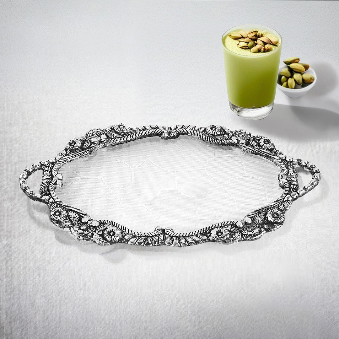 Oval German Silver Small Tray