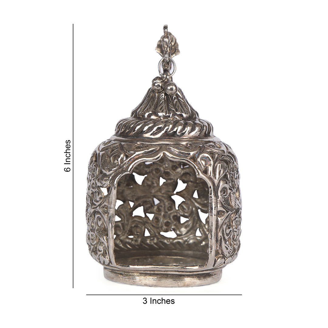 Small Silver Plated Antique T-light Holder - Peacock