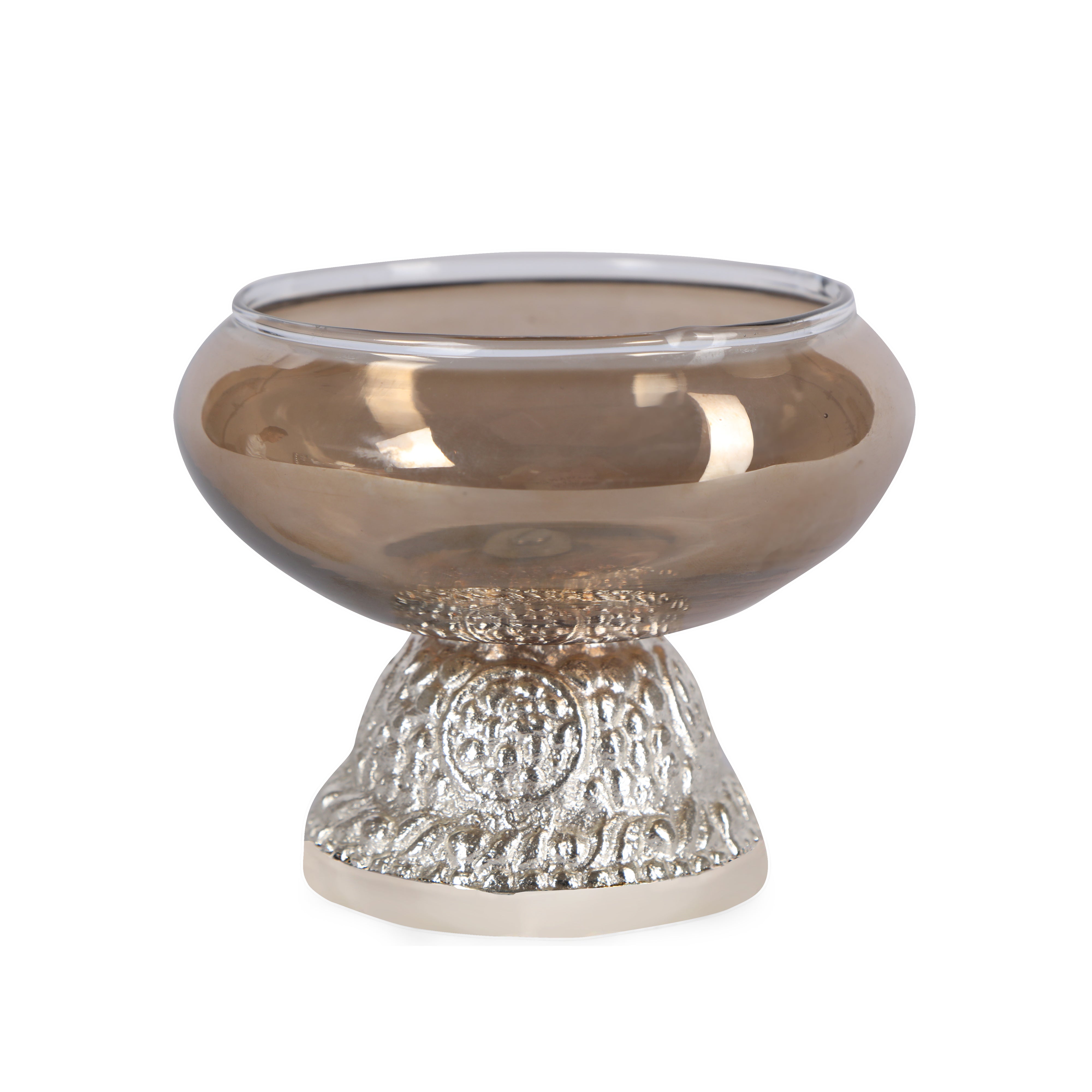 Glass Candle Stand With Silver Plated Stand