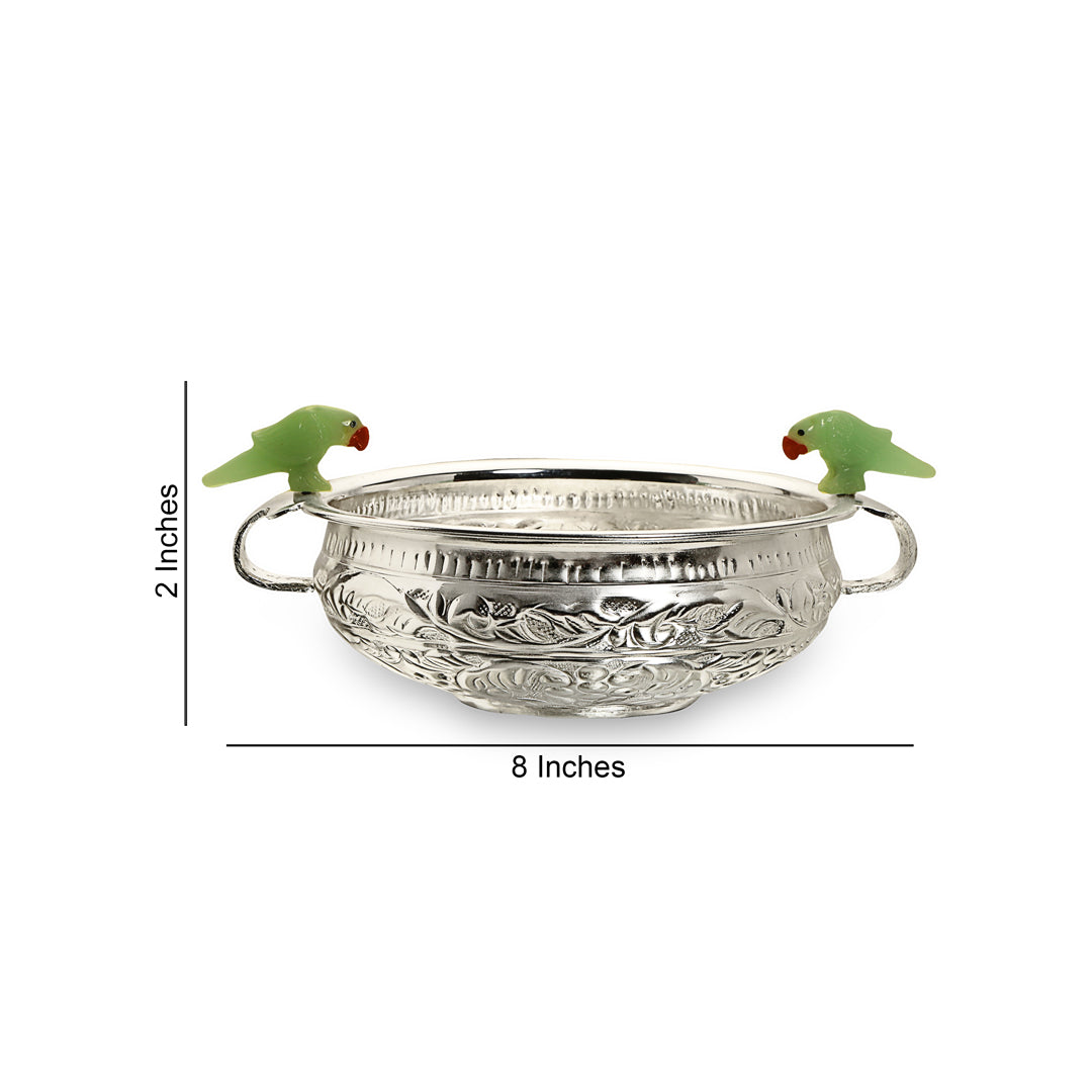 Silver Plated Urli 8" Inch - Parrot Urli 4- The Home Co.
