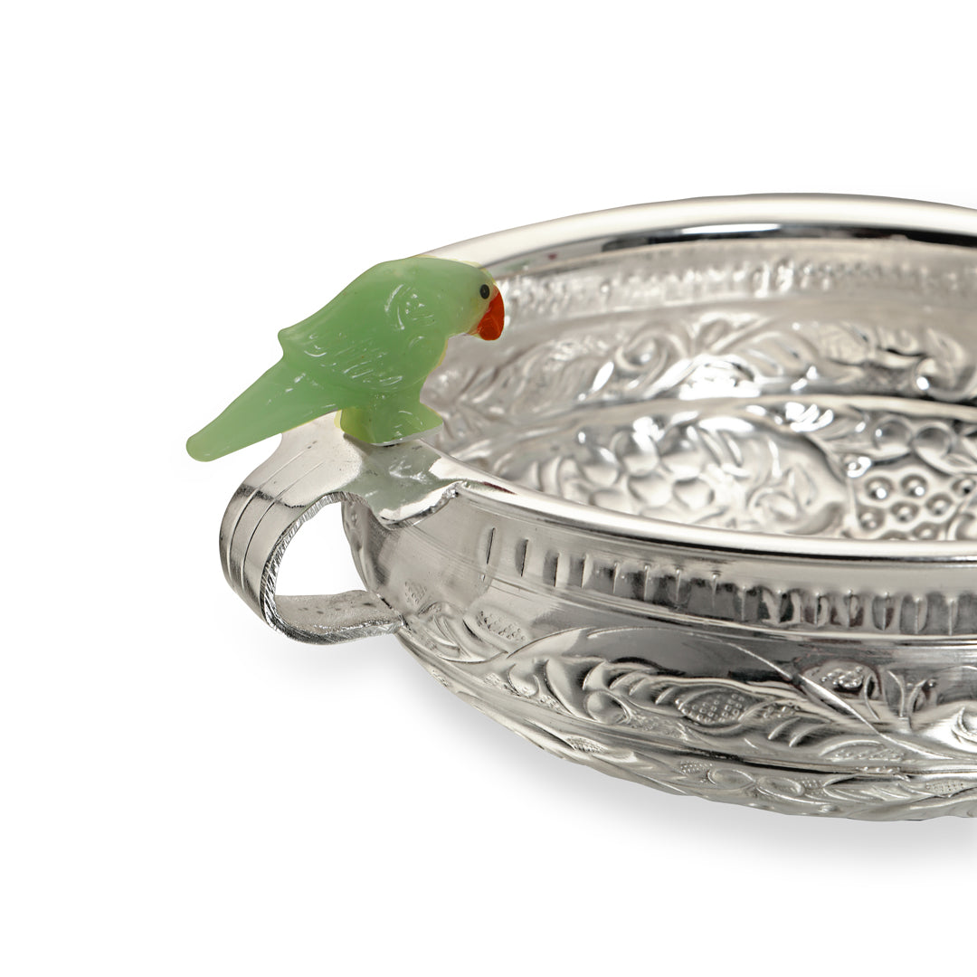 Silver Plated Urli 8" Inch - Parrot Urli 2- The Home Co.