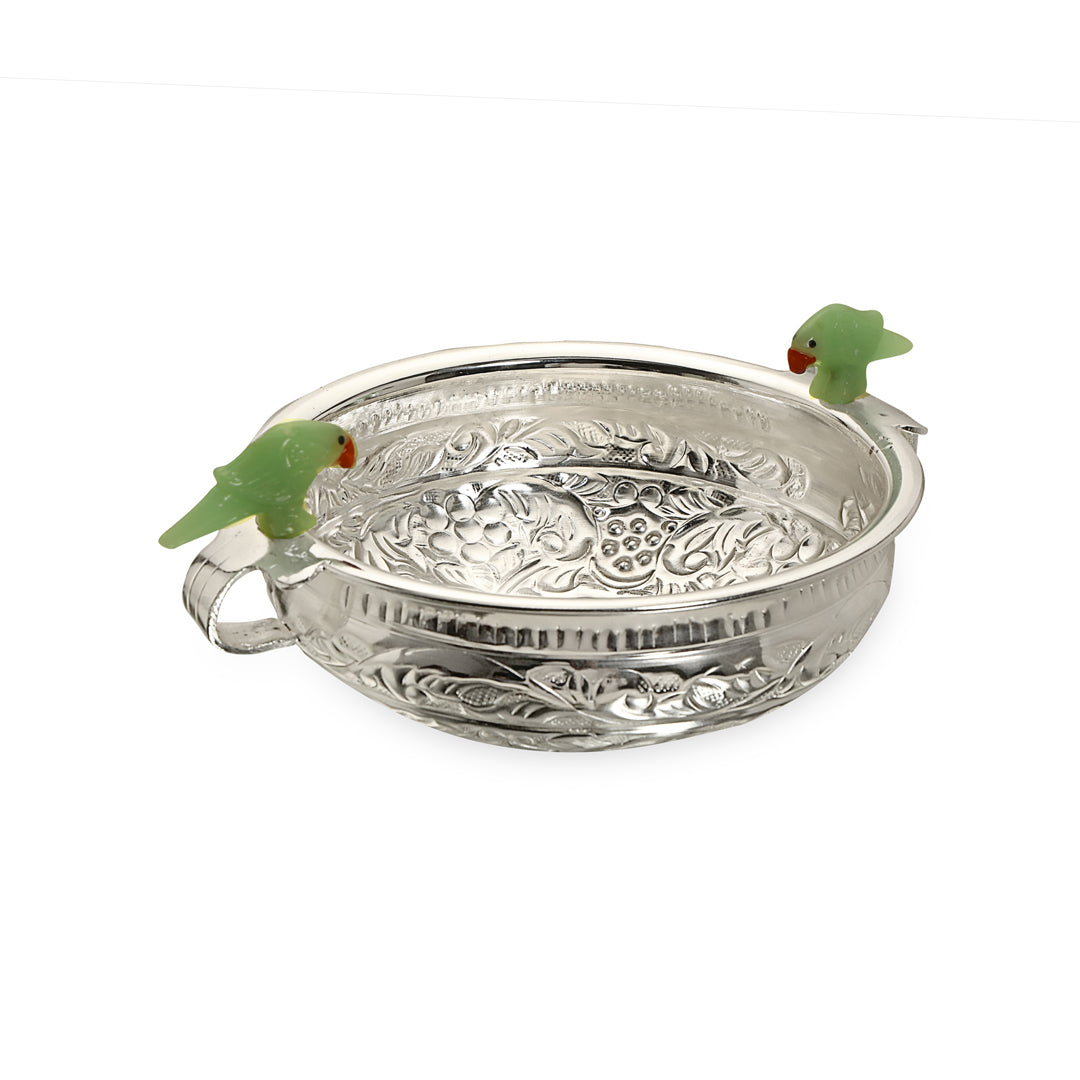 Silver Plated Urli 8" Inch - Parrot Urli 3- The Home Co.