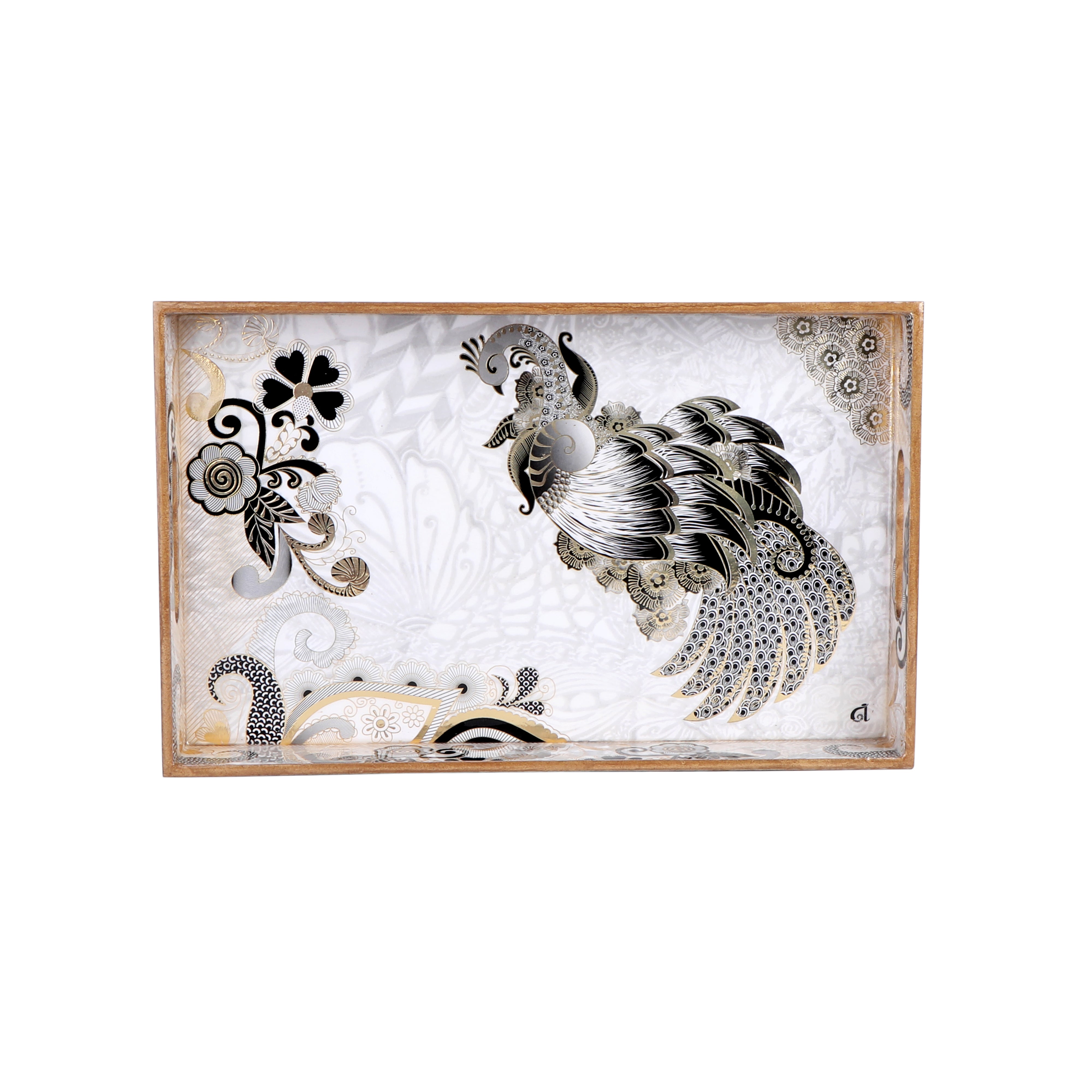 Tray Set Of 3 - Grey Peacock Rectangle