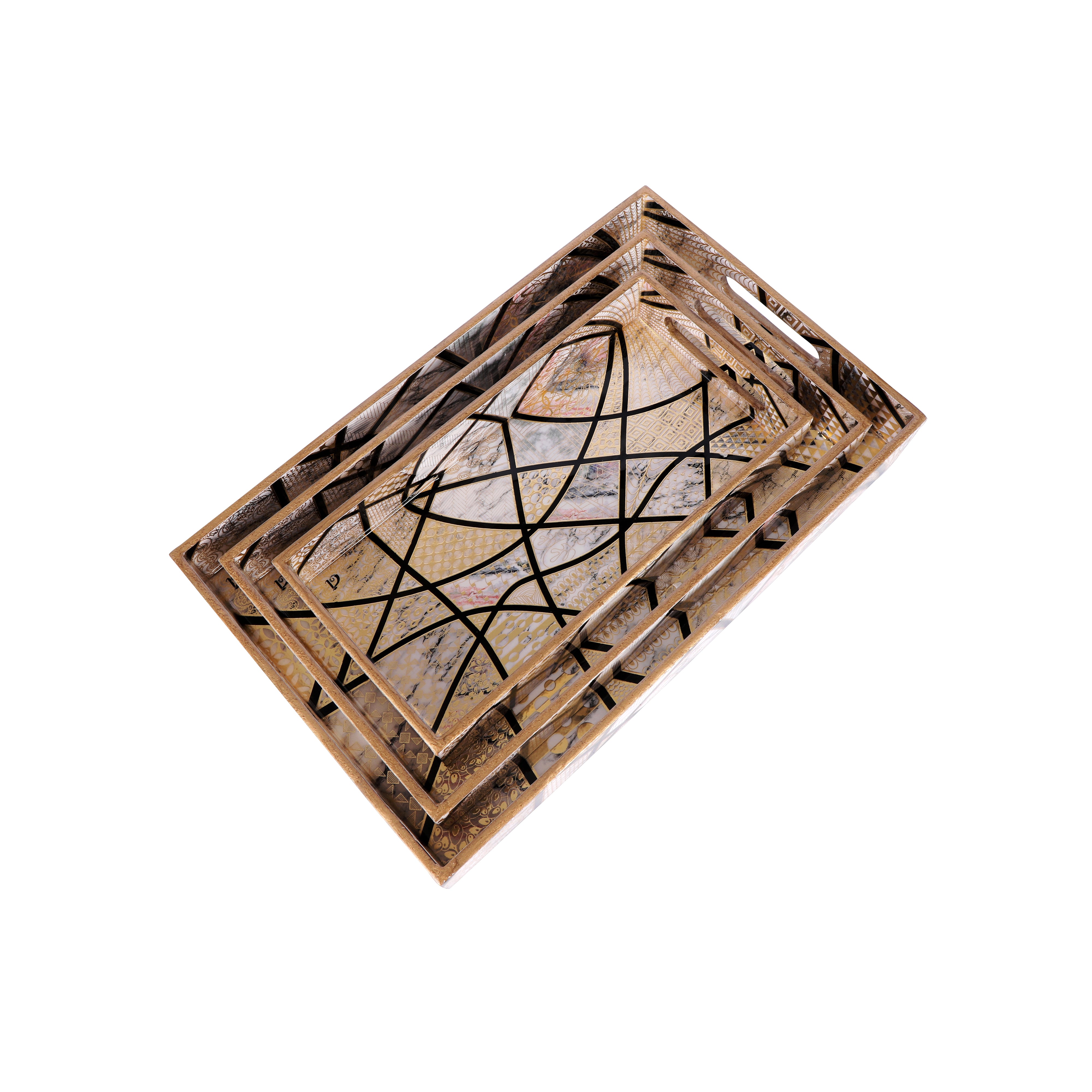 Tray Set Of 3 - Crisscross Rectangle