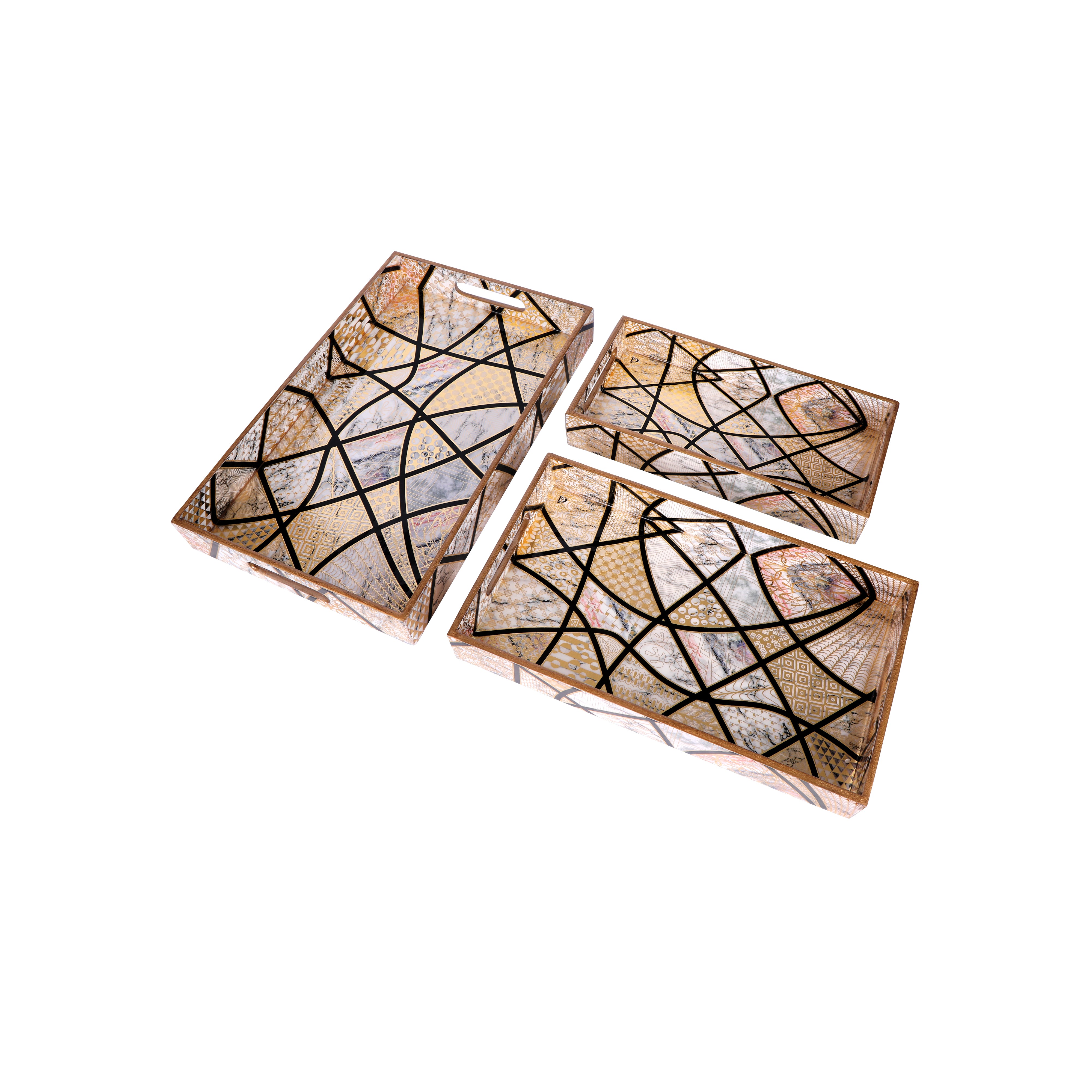 Tray Set Of 3 - Crisscross Rectangle