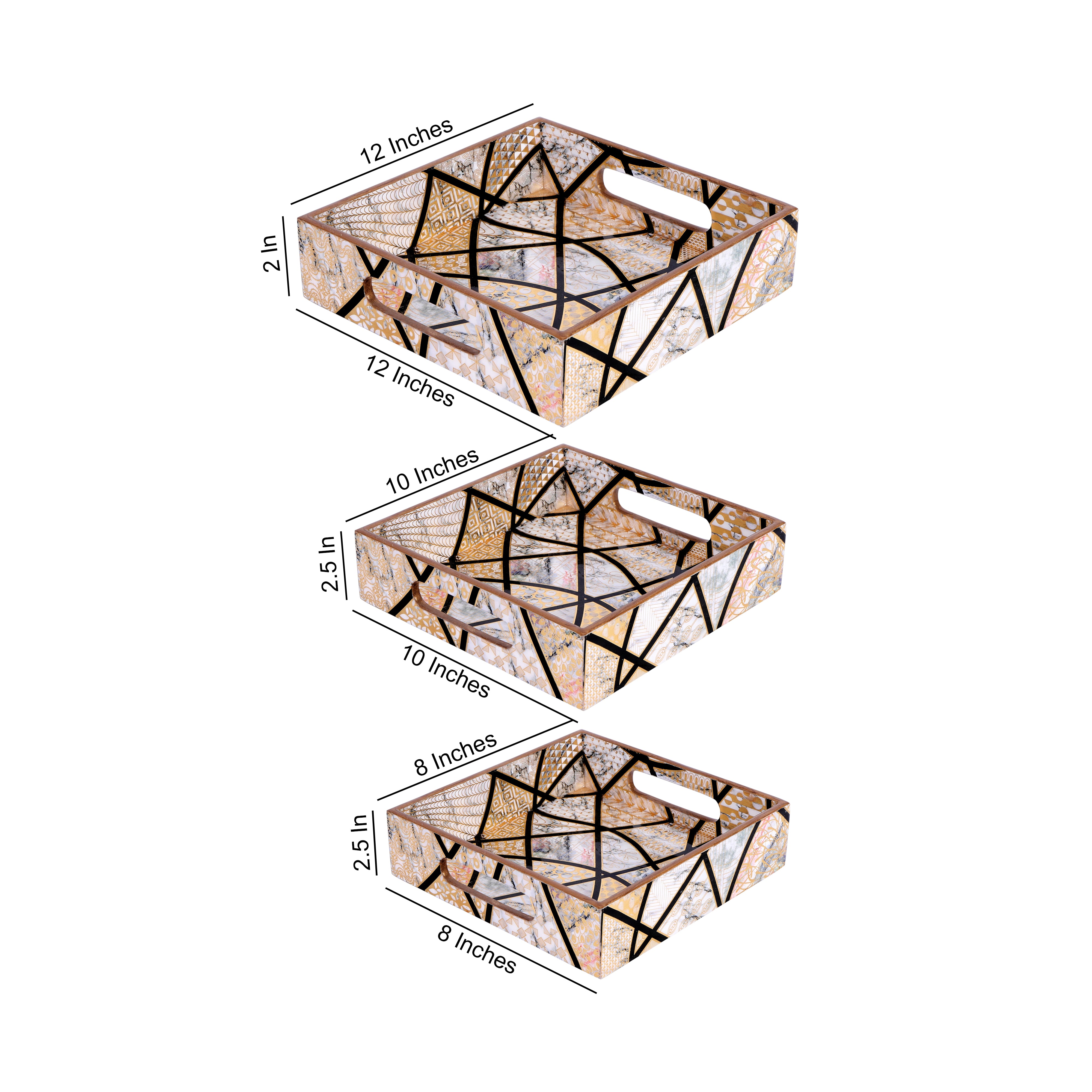 Tray Set Of 3 - Crisscross Square