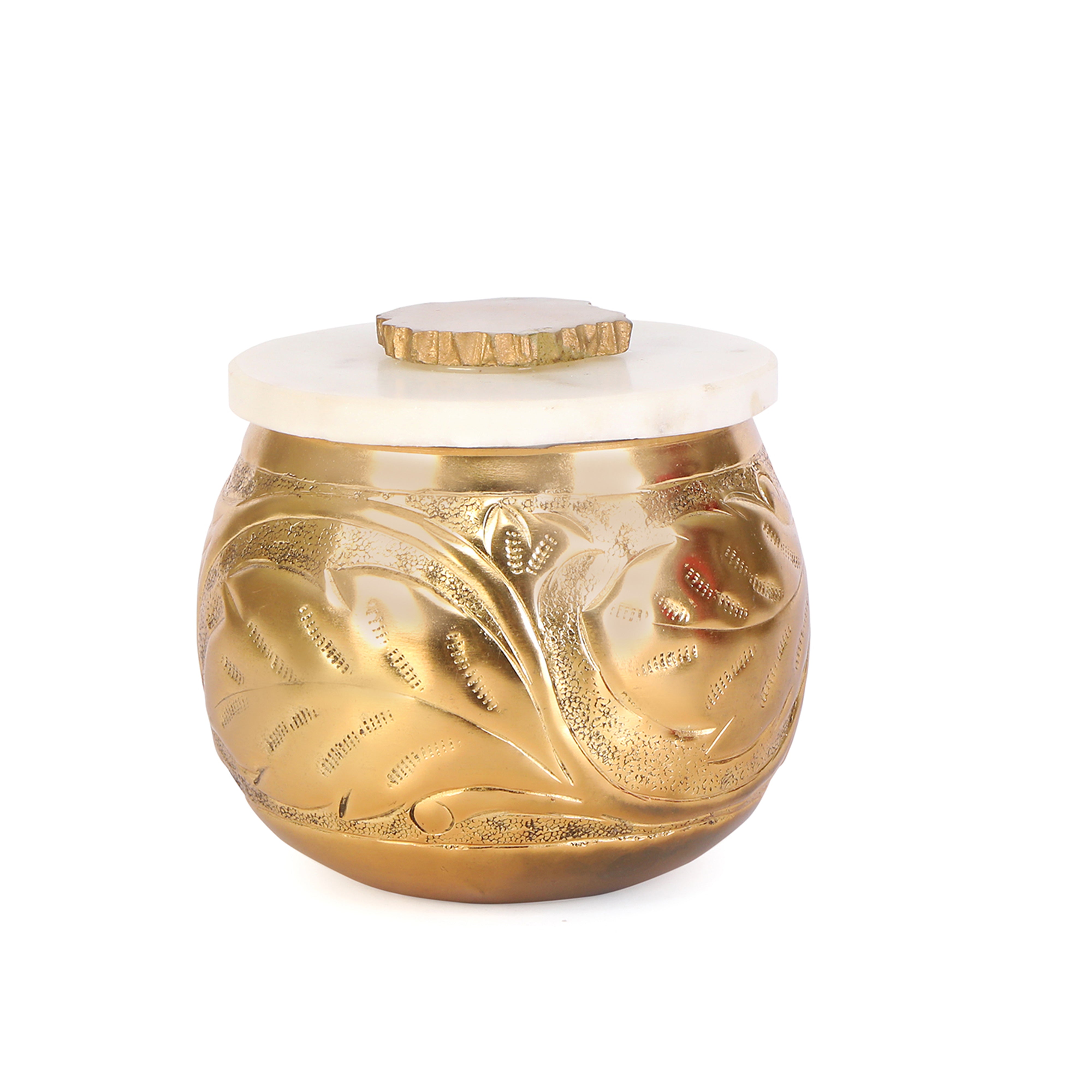 Large Gold Jar With Marble Lid