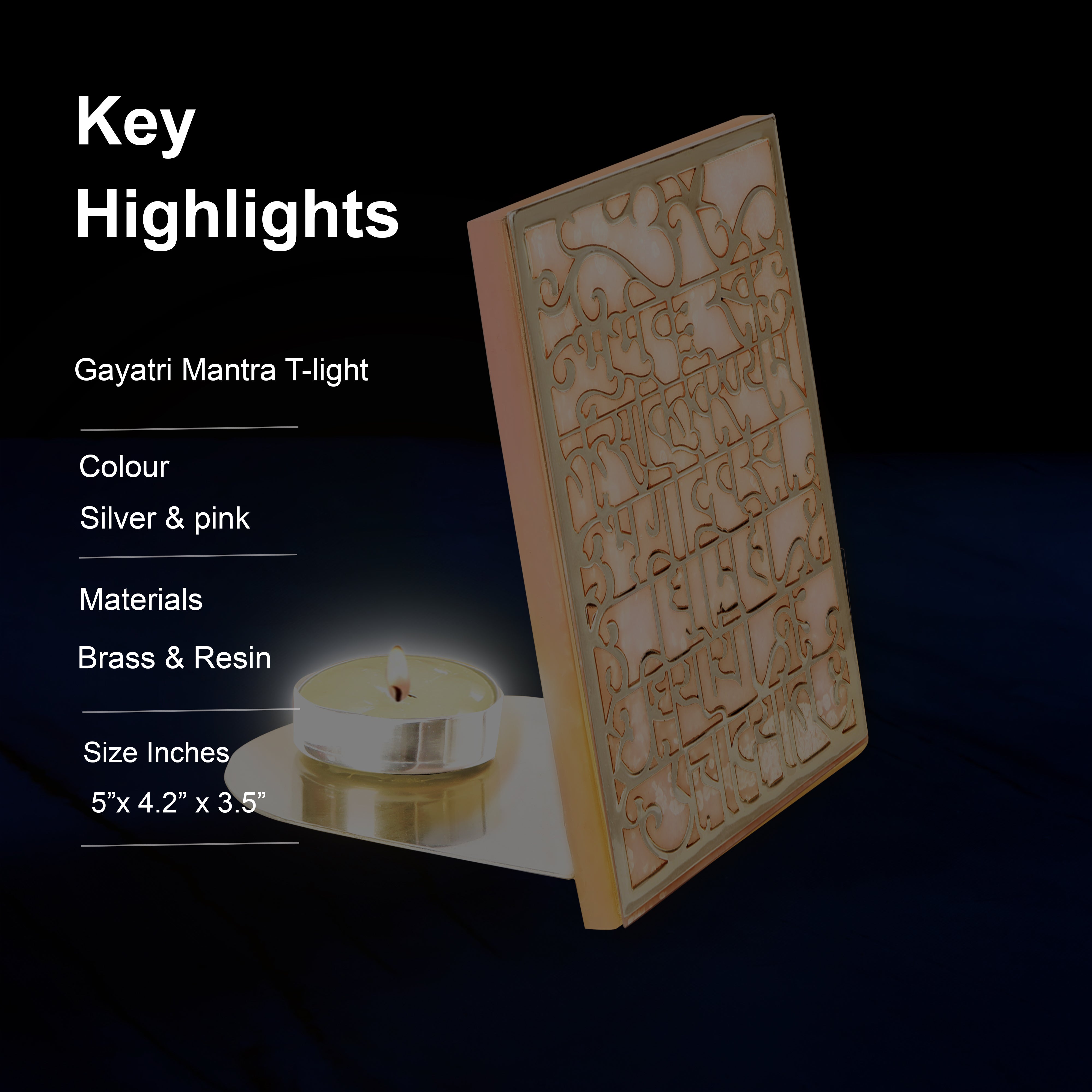 Gayatri Mantra T-Light with Resin Base