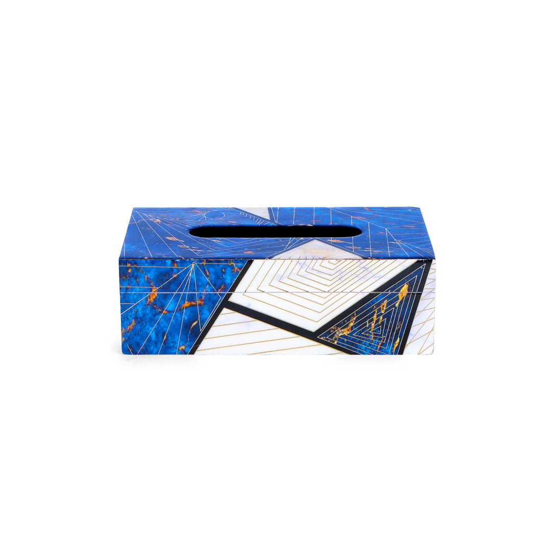 Tissue Box -  Blue Triangle 2- The Home Co.