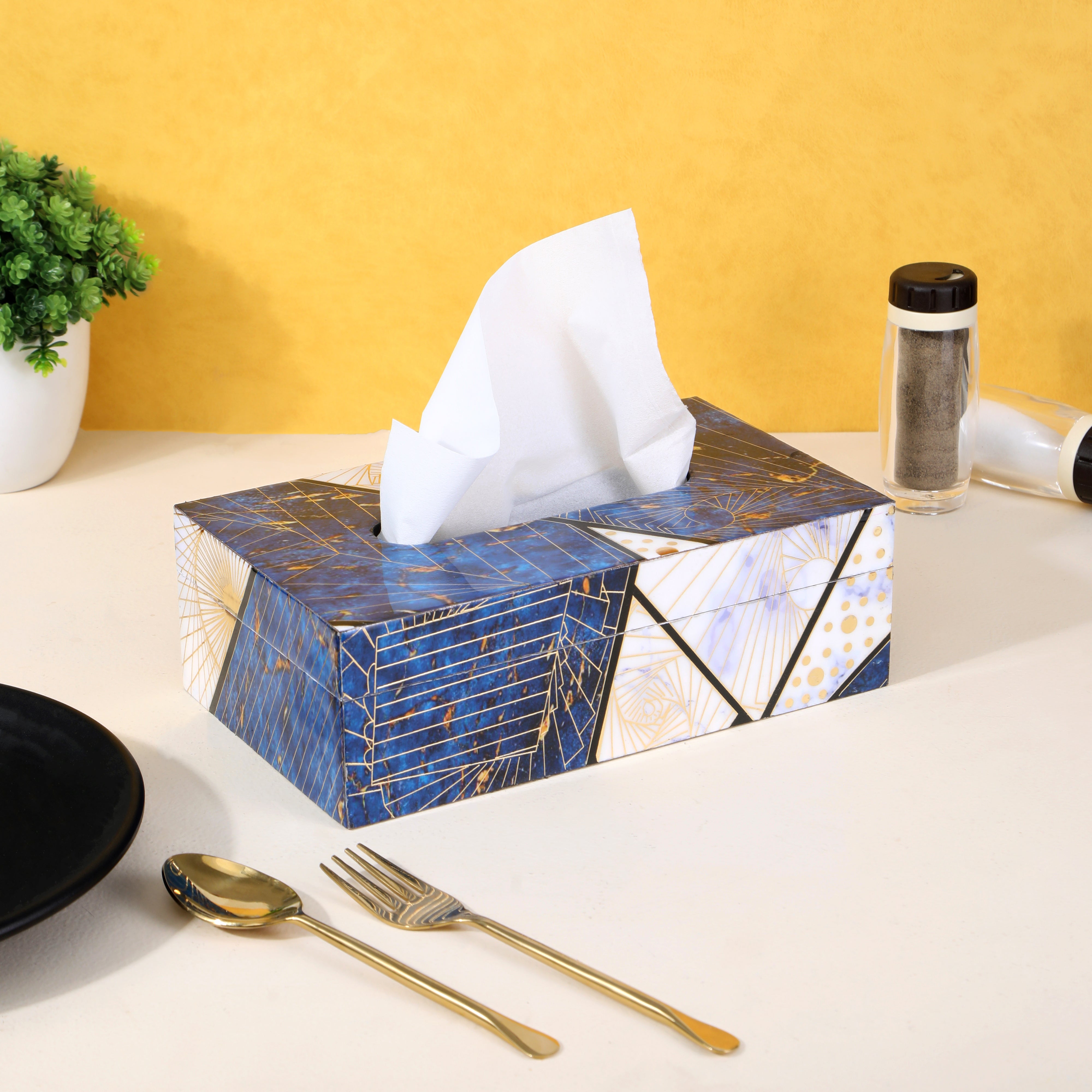 Tissue Box -  Blue Triangle