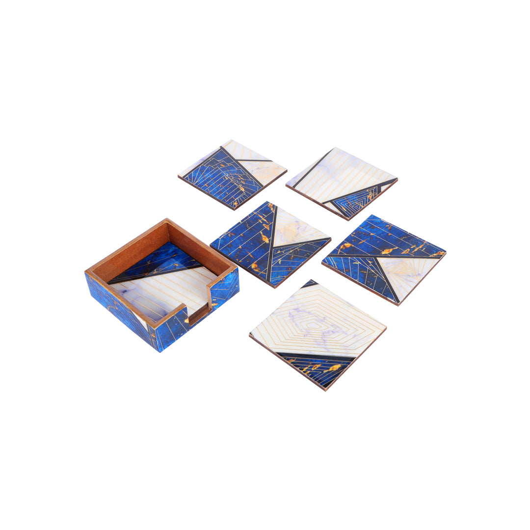Table Coaster - Blue Triangle (Set of 6)