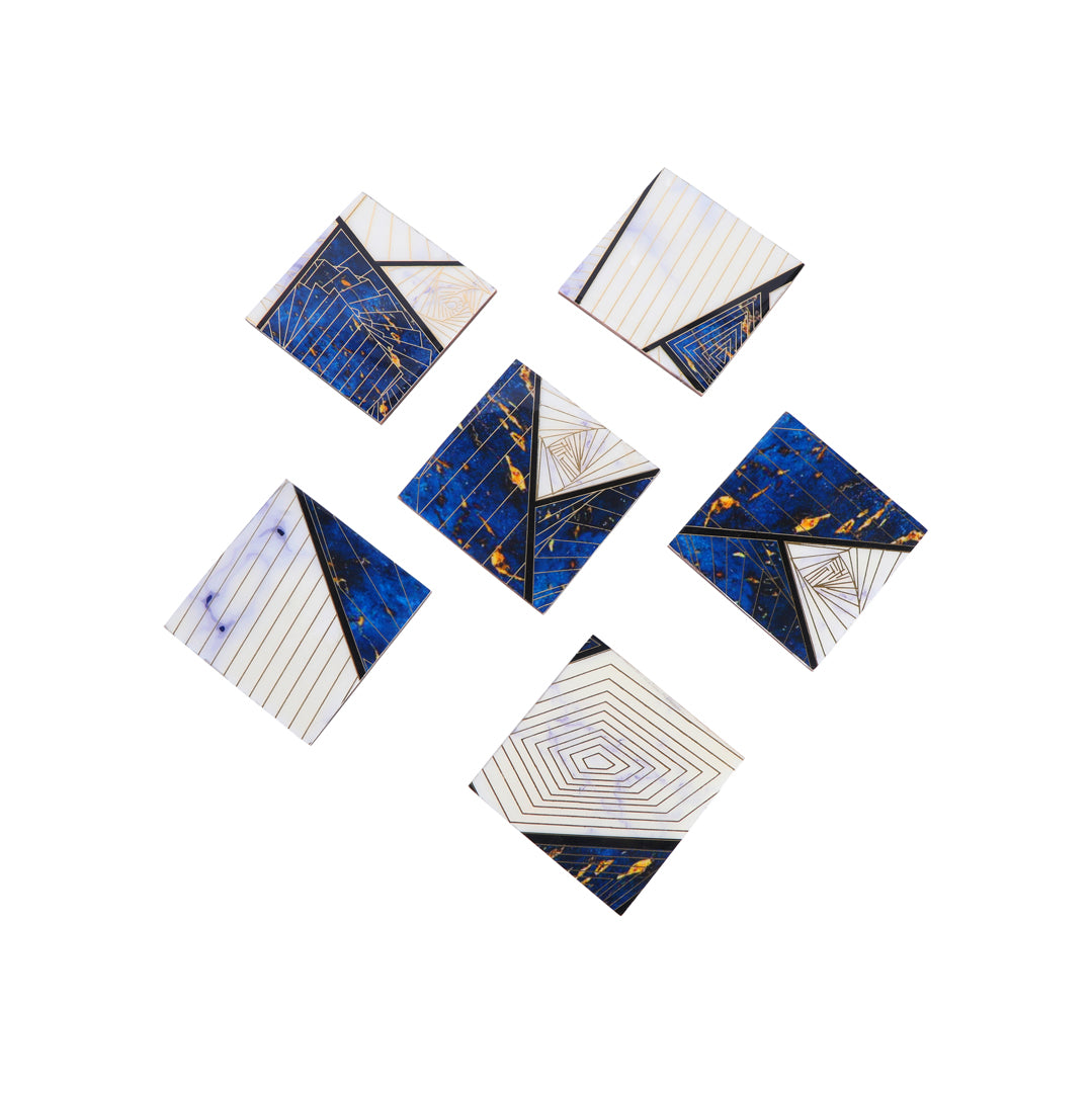 Table Coaster - Blue Triangle (Set of 6)