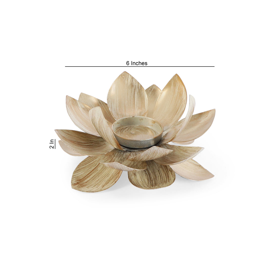 Tea Light Candle Stand Set of 2 - Ivory Lotus Tea Light Candle Holder 4- The Home Co.